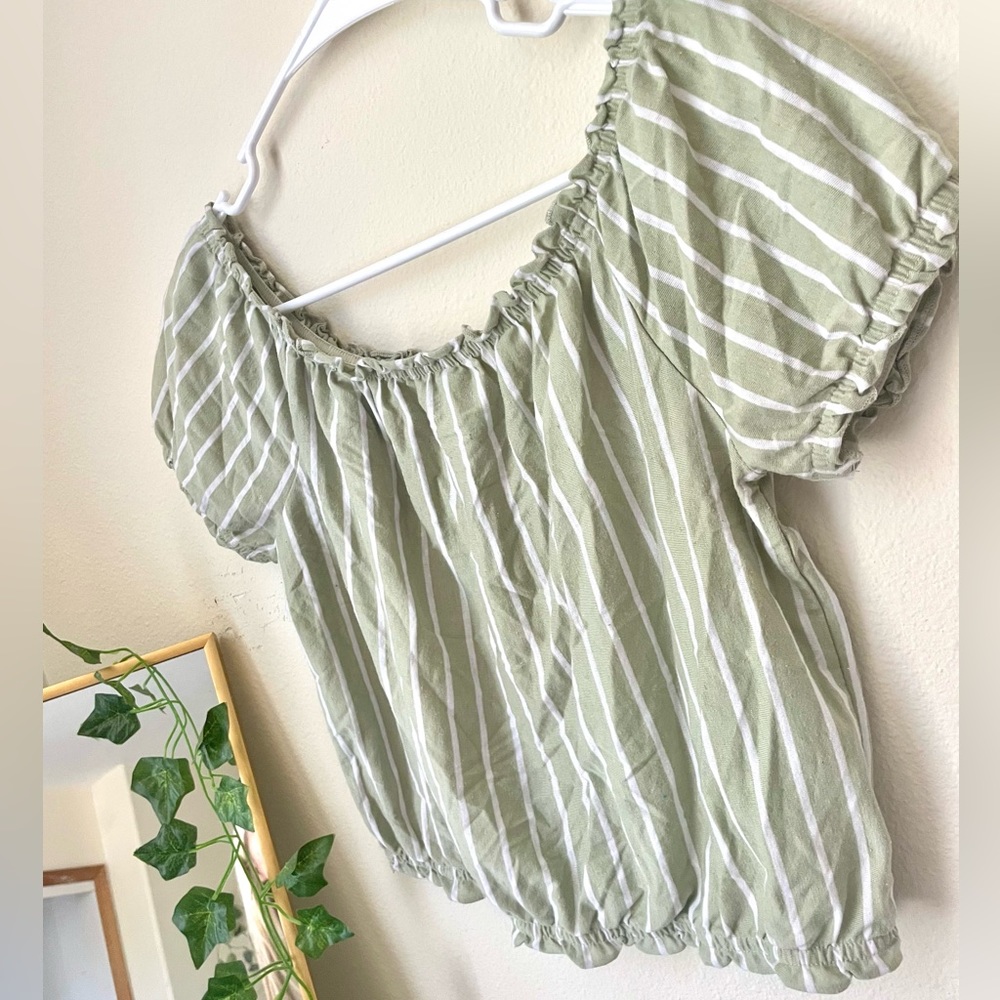 s ae sage green off the shoulder top